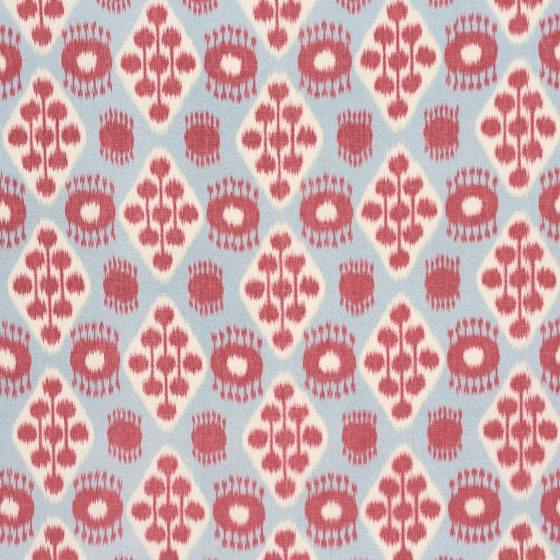 SCHUMACHER HAMILTON IKAT SKY AND CHERRY FABRIC | Atlanta Fabrics