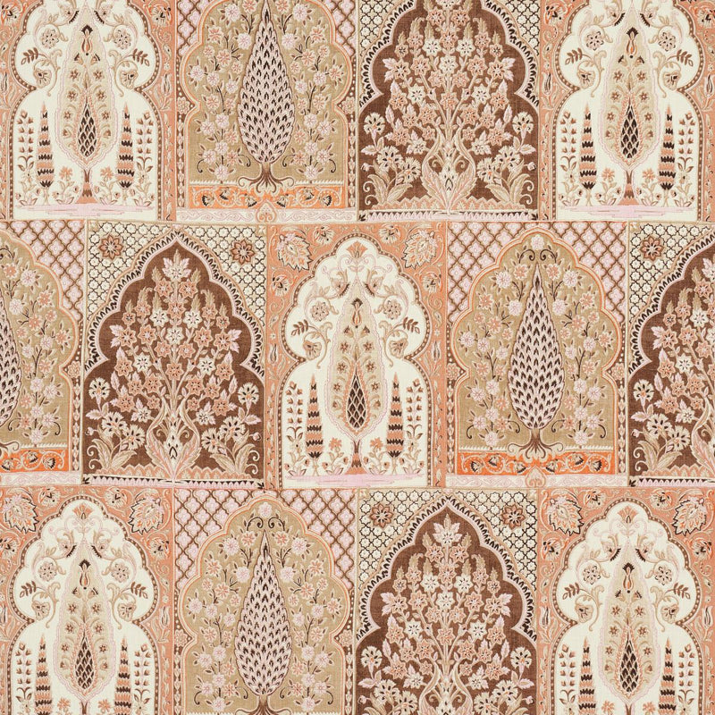 SCHUMACHER BARRA PALACE BROWN & SPICE FABRIC | Atlanta Fabrics