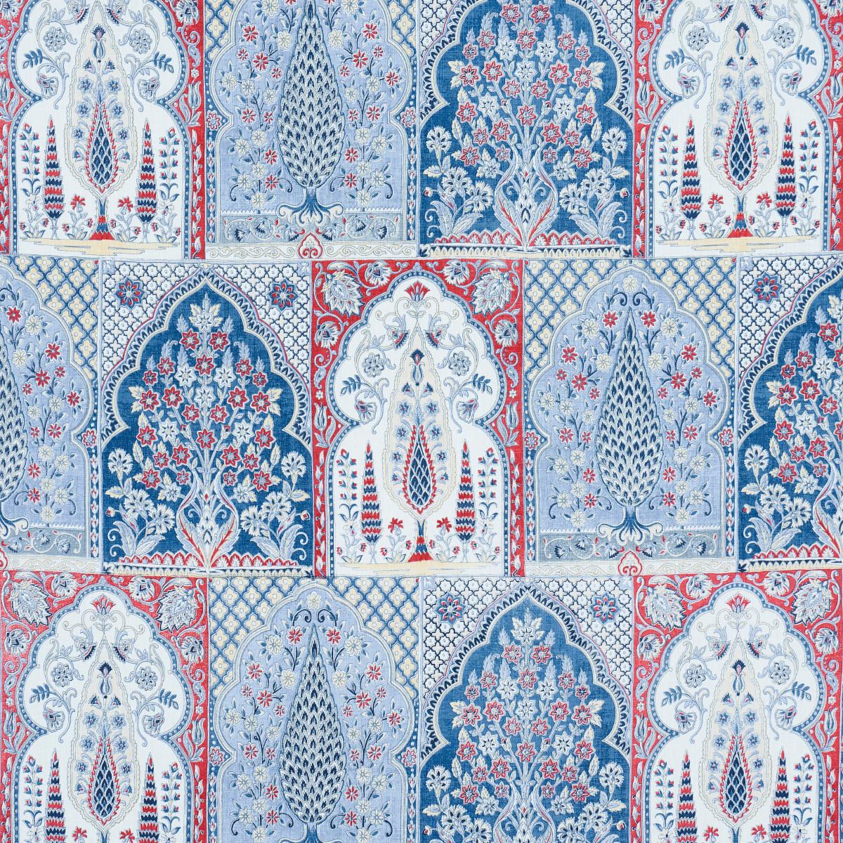 SCHUMACHER BARRA PALACE INDIGO & CRIMSON FABRIC | Atlanta Fabrics