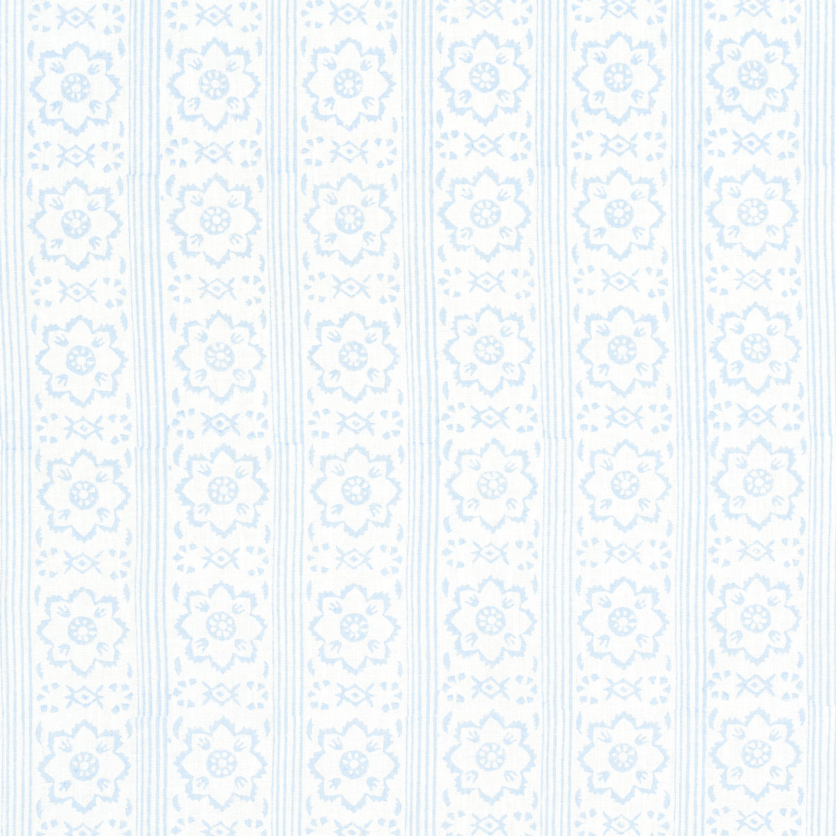 Schumacher SUNDA HAND BLOCKED PRINT SKY Fabric | Atlanta Fabrics