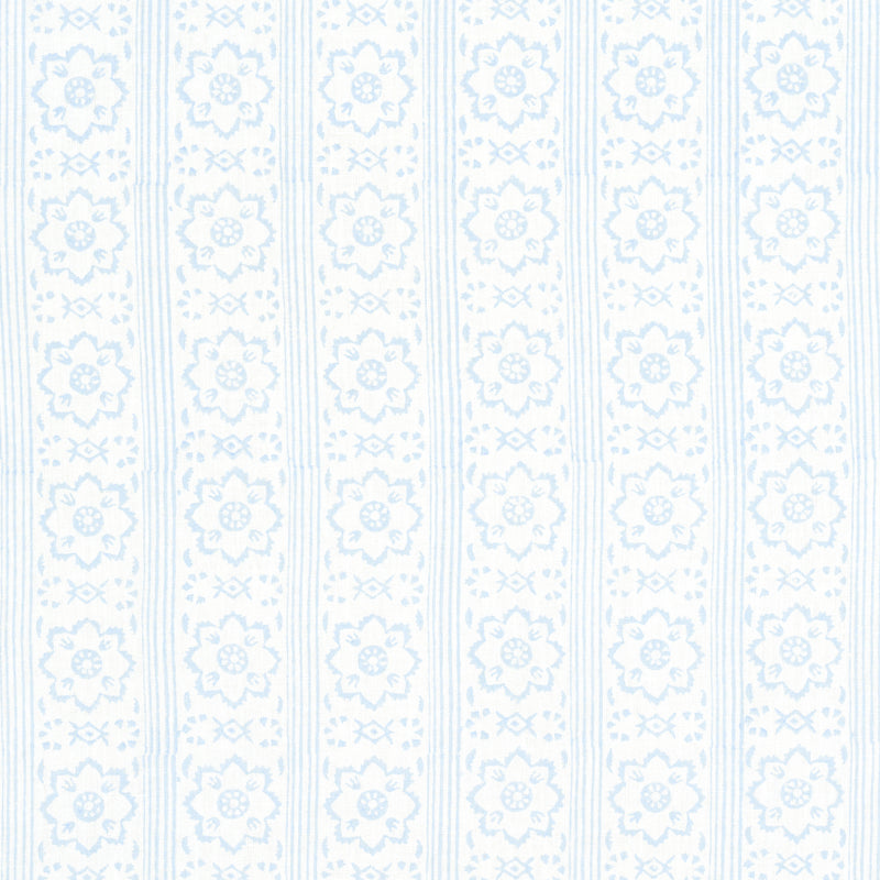 Schumacher SUNDA HAND BLOCKED PRINT SKY Fabric | Atlanta Fabrics