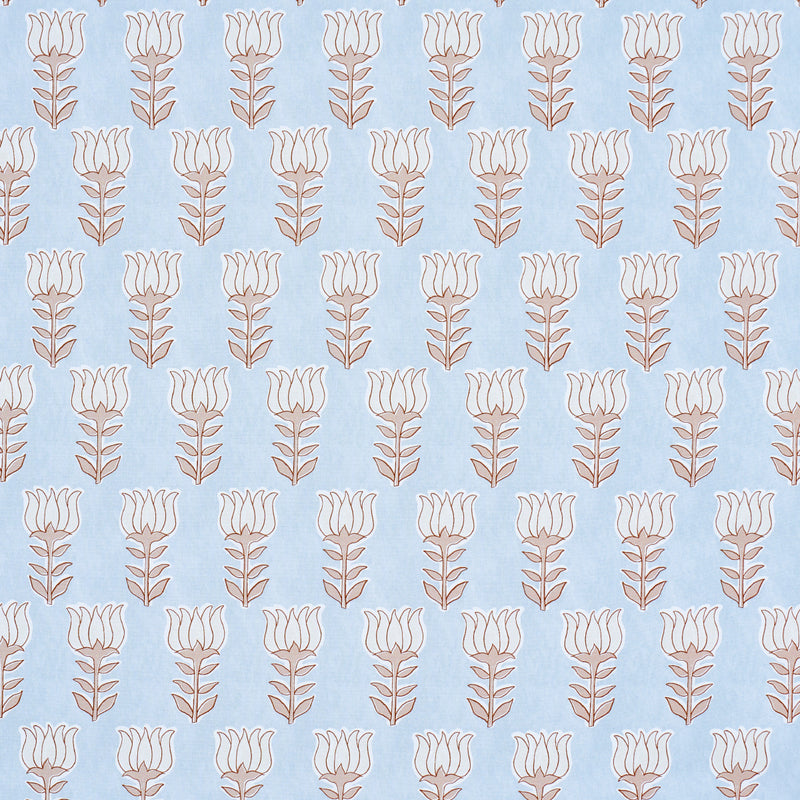 Schumacher MIA TULIP SKY & SAND Fabric | Atlanta Fabrics