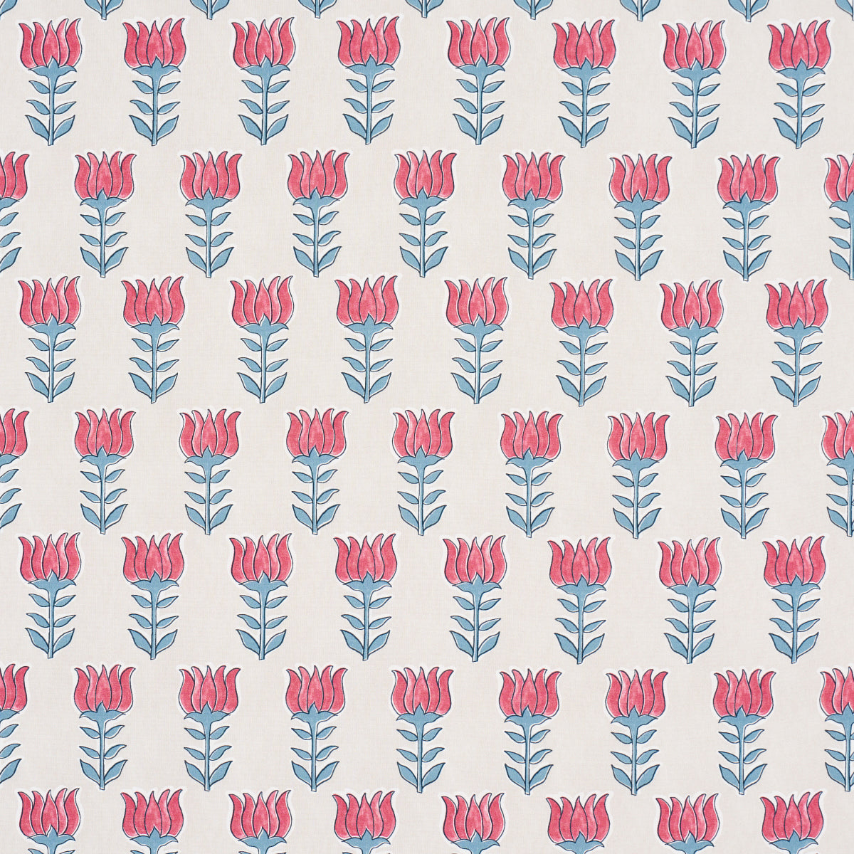 Schumacher MIA TULIP DELFT & CRIMSON Fabric | Atlanta Fabrics