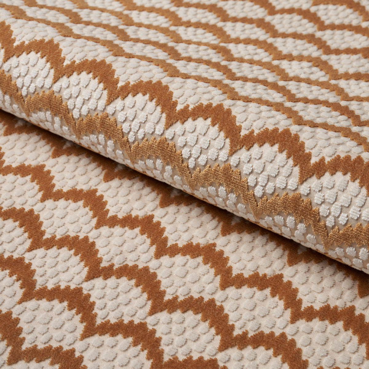 Schumacher POLLEN CUT VELVET OCHRE Fabric | Atlanta Fabrics