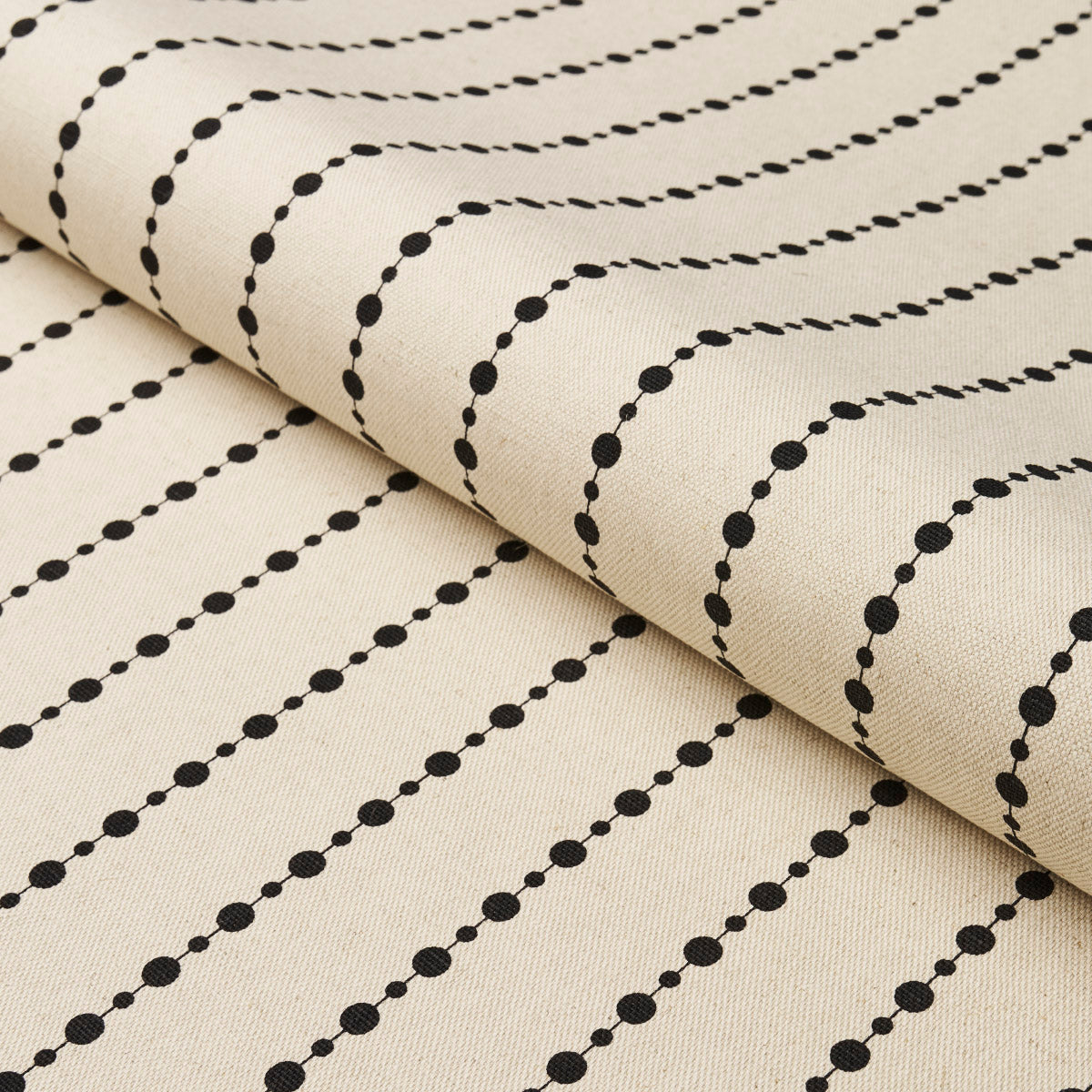 Schumacher BEADED STRIPE BLACK AND CREAM Fabric | Atlanta Fabrics