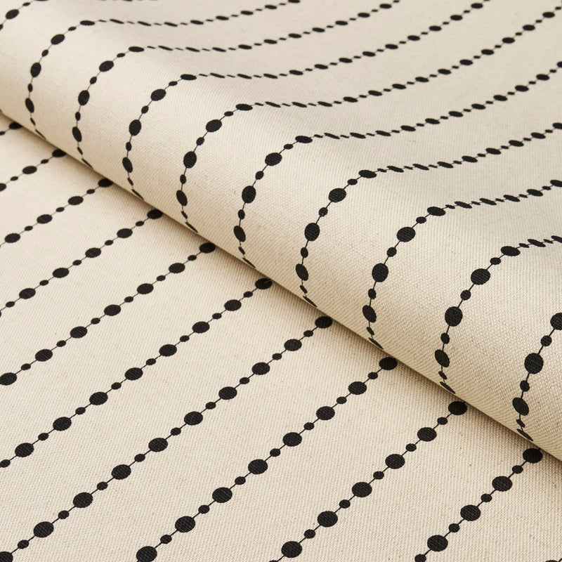 Schumacher BEADED STRIPE BLACK AND CREAM Fabric | Atlanta Fabrics