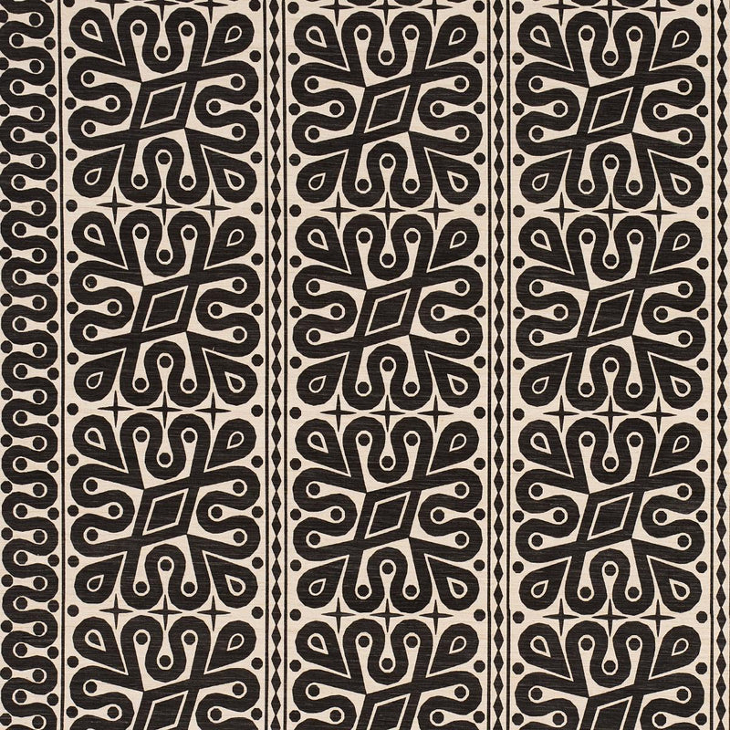 SCHUMACHER BORNEO SILK BLACK FABRIC | Atlanta Fabrics