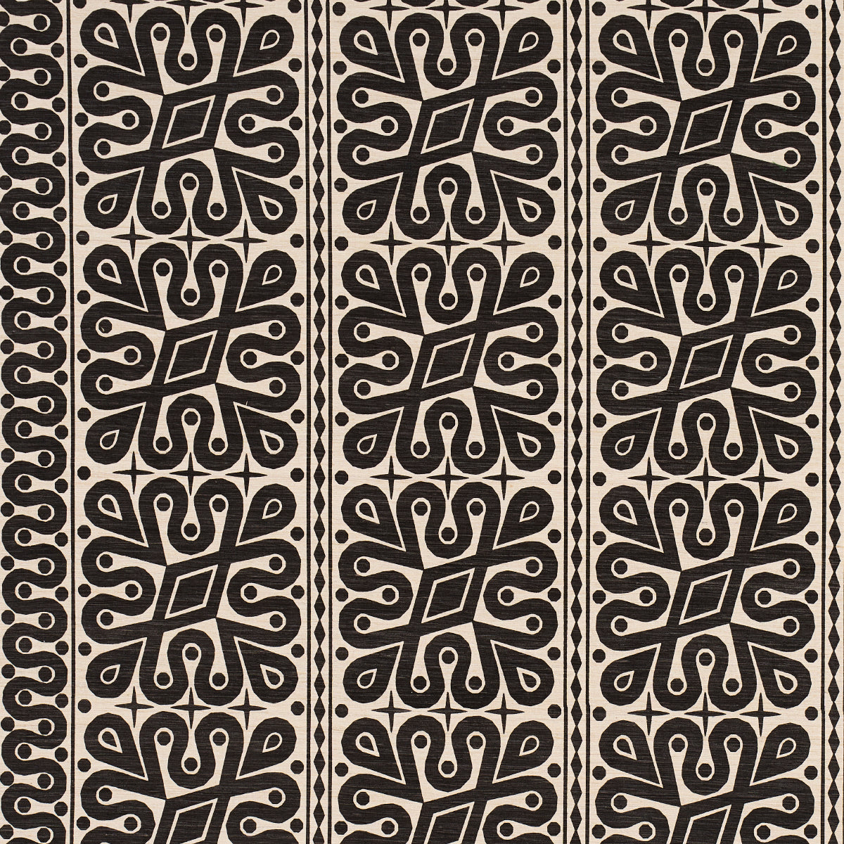 Schumacher BORNEO SILK BLACK Fabric | Atlanta Fabrics