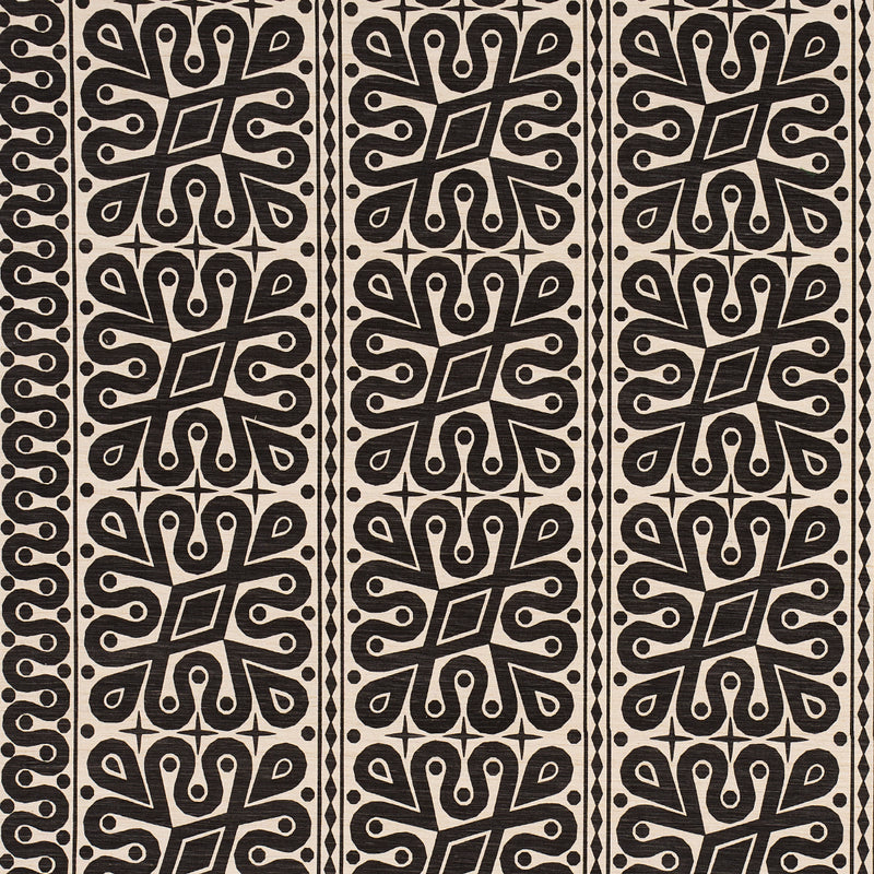 Schumacher BORNEO SILK BLACK Fabric | Atlanta Fabrics