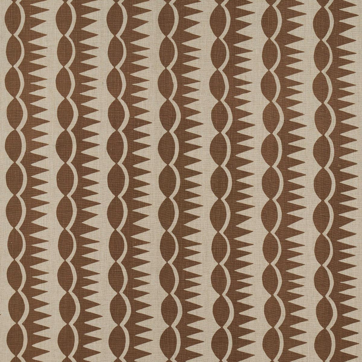 SCHUMACHER DAGGER STRIPE BROWN ON NATURAL FABRIC | Atlanta Fabrics