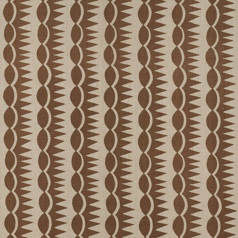 SCHUMACHER DAGGER STRIPE BROWN ON NATURAL FABRIC | Atlanta Fabrics