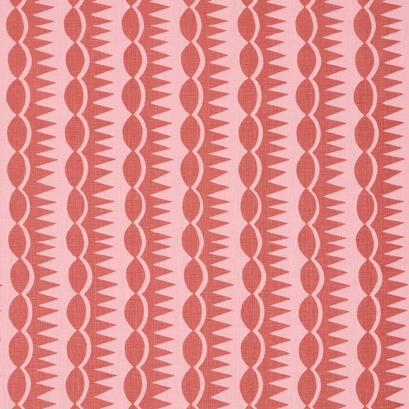 SCHUMACHER DAGGER STRIPE RED ON PINK FABRIC | Atlanta Fabrics