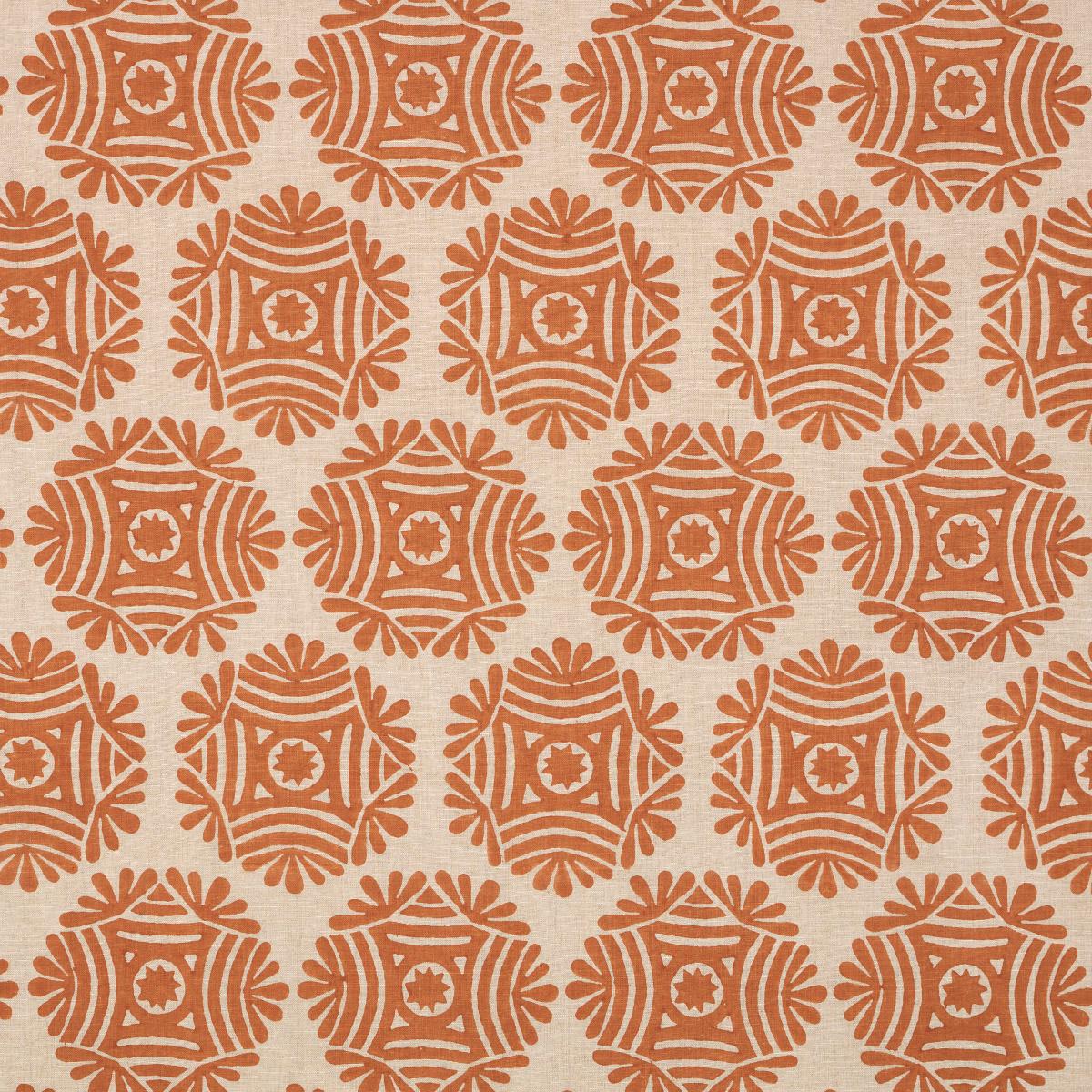 SCHUMACHER GILDED STAR BLOCK PRINT CINNAMON FABRIC | Atlanta Fabrics