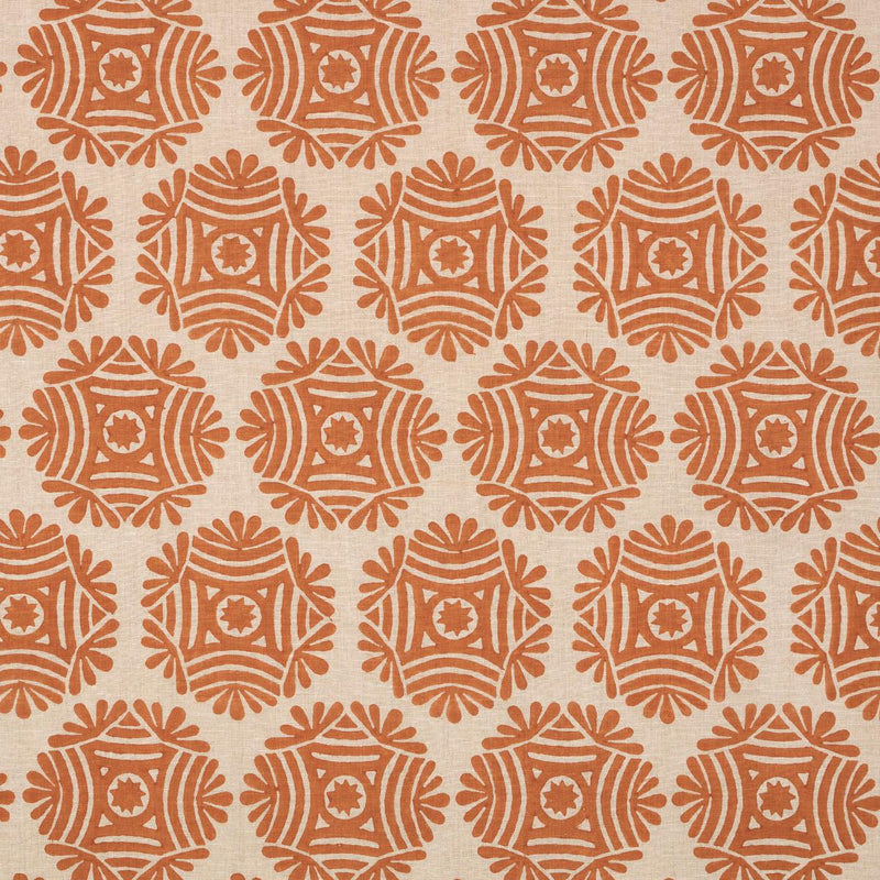 SCHUMACHER GILDED STAR BLOCK PRINT CINNAMON FABRIC | Atlanta Fabrics