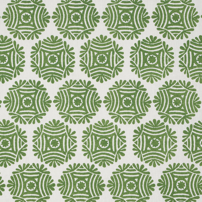 Schumacher GILDED STAR BLOCK PRINT GREEN Fabric | Atlanta Fabrics
