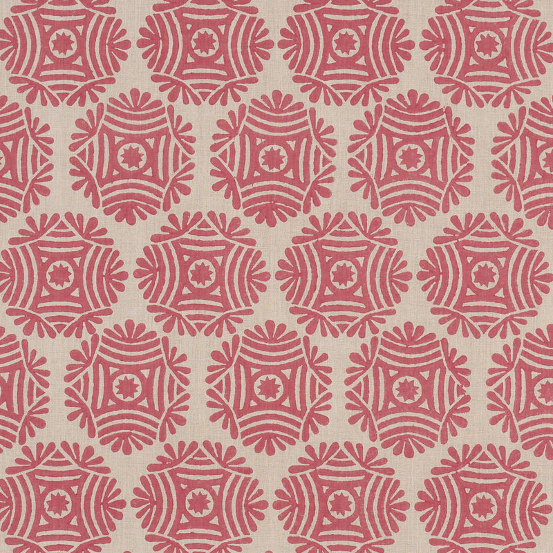 Schumacher GILDED STAR HAND BLOCK RED  | Atlanta Fabrics