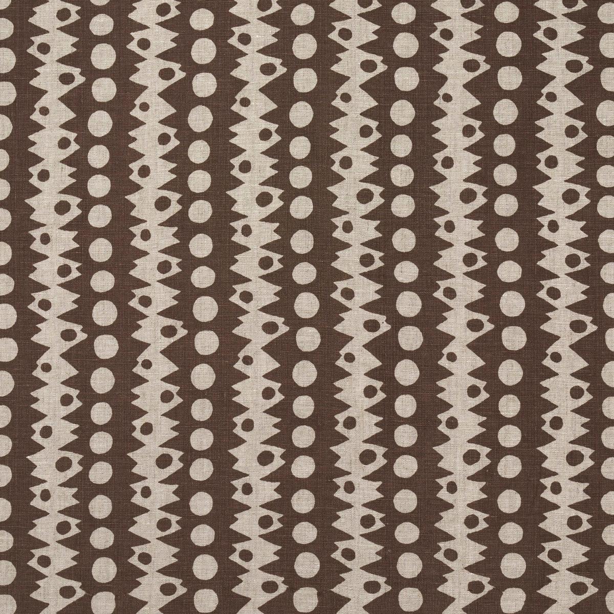 SCHUMACHER TRICKLEDOWN BROWN ON NATURAL FABRIC | Atlanta Fabrics