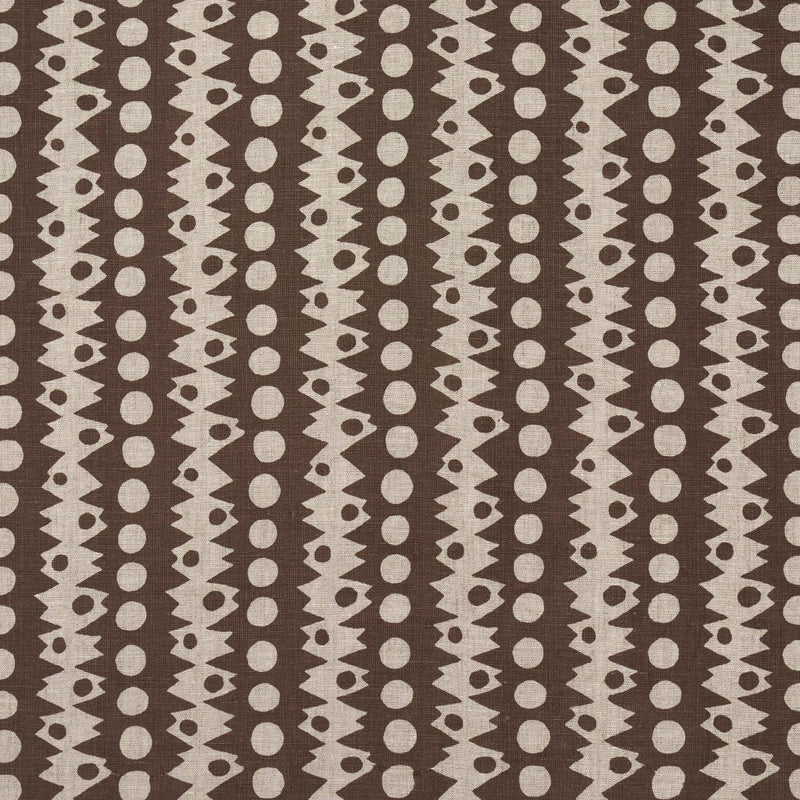 SCHUMACHER TRICKLEDOWN BROWN ON NATURAL FABRIC | Atlanta Fabrics