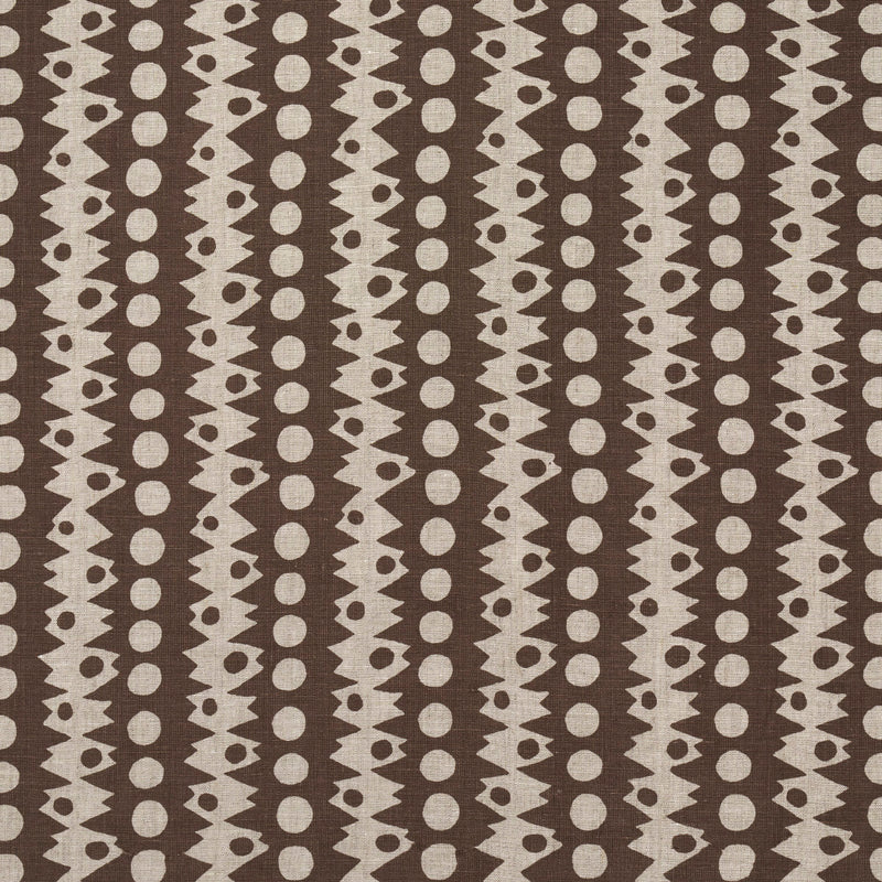 Schumacher TRICKLEDOWN BROWN ON NATURAL Fabric | Atlanta Fabrics