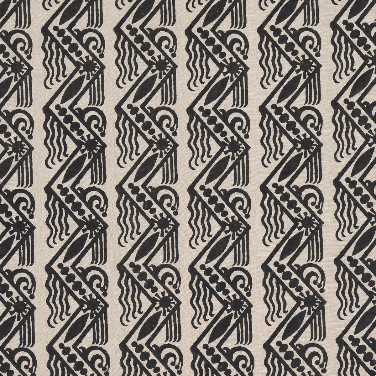 VENETIAN ZIG ZAG BLOCK PRINT BLACK ON NATURAL