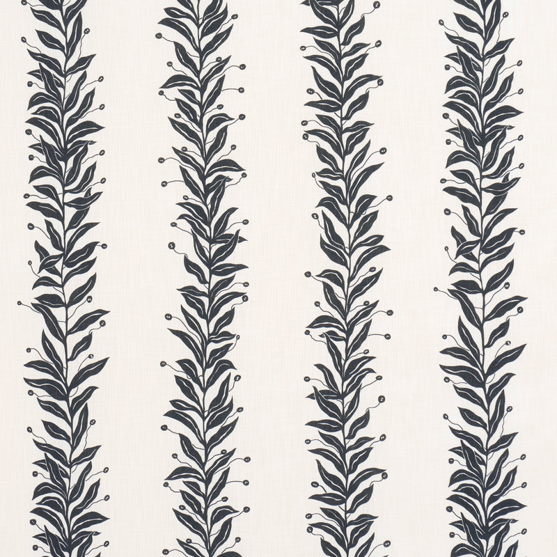 Schumacher TENDRIL STRIPE INDOOR/OUTDOOR BLACK & CREAM Fabric | Atlanta Fabrics