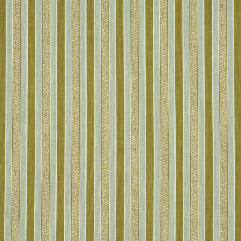 Schumacher AUGUSTE STRIPE CIEL & LEAF  | Atlanta Fabrics