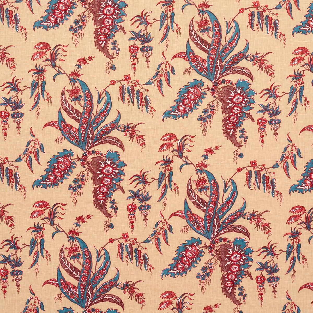 SCHUMACHER APOLLINE BOTANICAL ROUGE & BLEU FABRIC | Atlanta Fabrics
