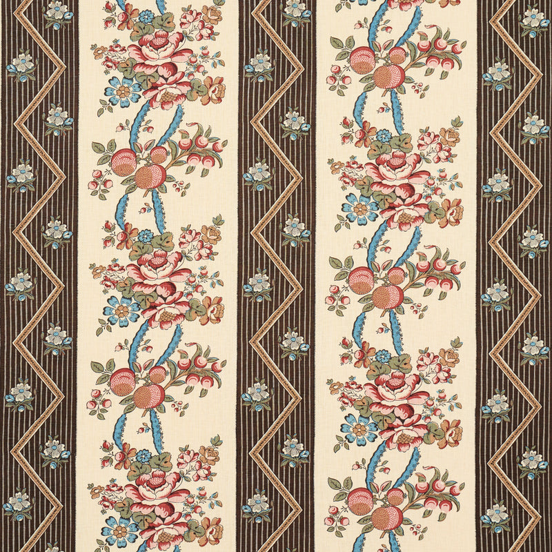 Schumacher SYLVAIN FLORAL STRIPE NOIR Fabric | Atlanta Fabrics