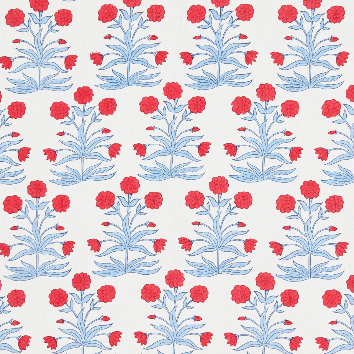 Schumacher Mughal Hand Block Print Crimson Sky Fabric | Atlanta Fabrics
