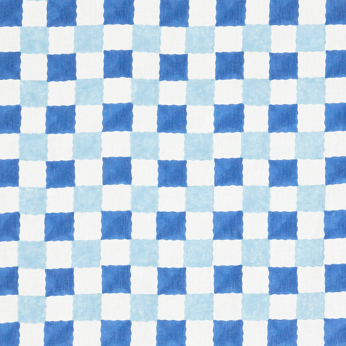 Schumacher CHEQUER HAND BLOCK PRINT BLUE Fabric | Atlanta Fabrics