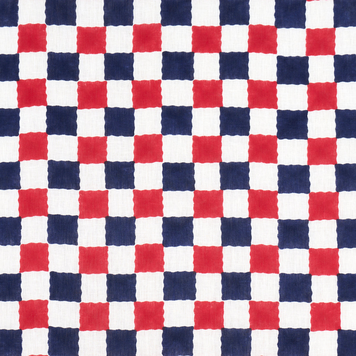 Chequer Hand Block Print Red/navy