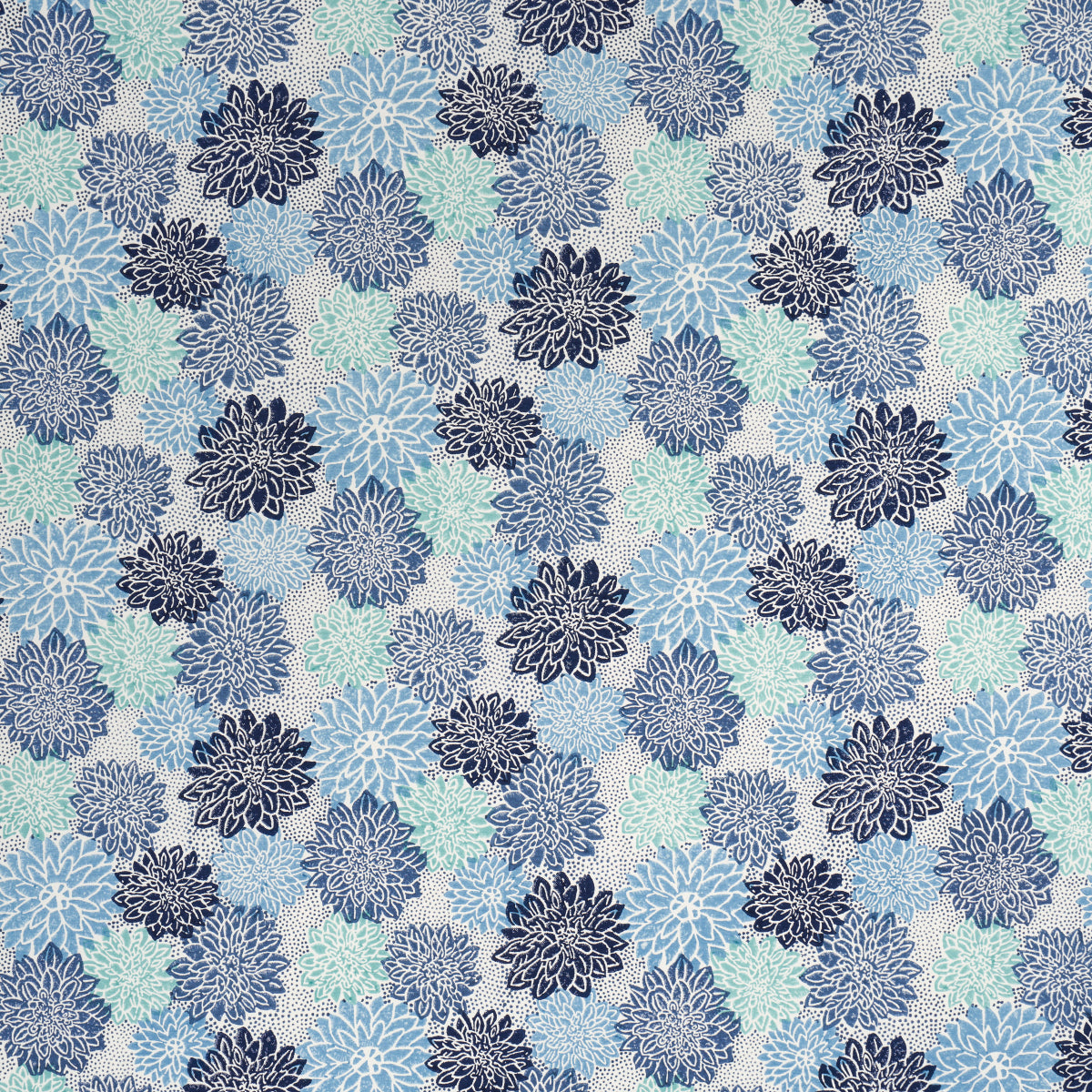 Dahlia Hand Block Print Blues