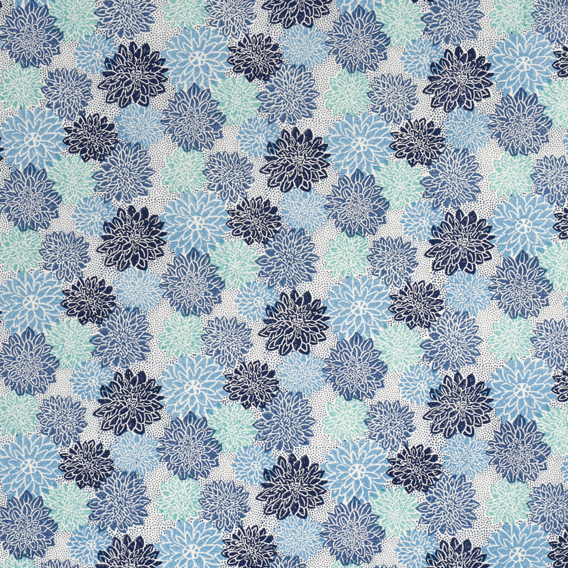 Schumacher Dahlia Hand Block Print Blues  | Atlanta Fabrics
