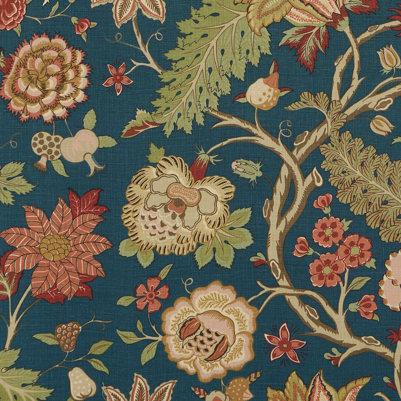 Schumacher DARSY TREE OF LIFE PEACOCK Fabric | Atlanta Fabrics