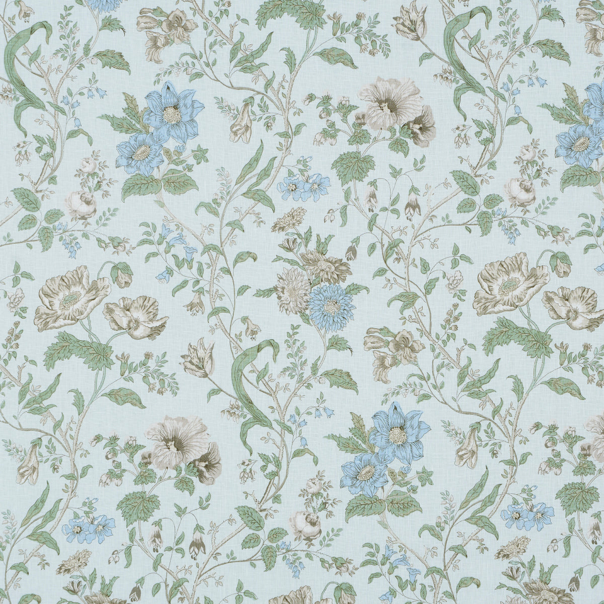 Schumacher GISELLE FLORAL SKY Fabric | Atlanta Fabrics