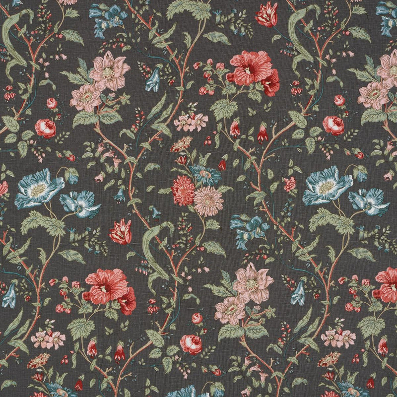 SCHUMACHER GISELLE FLORAL NOIR FABRIC | Atlanta Fabrics