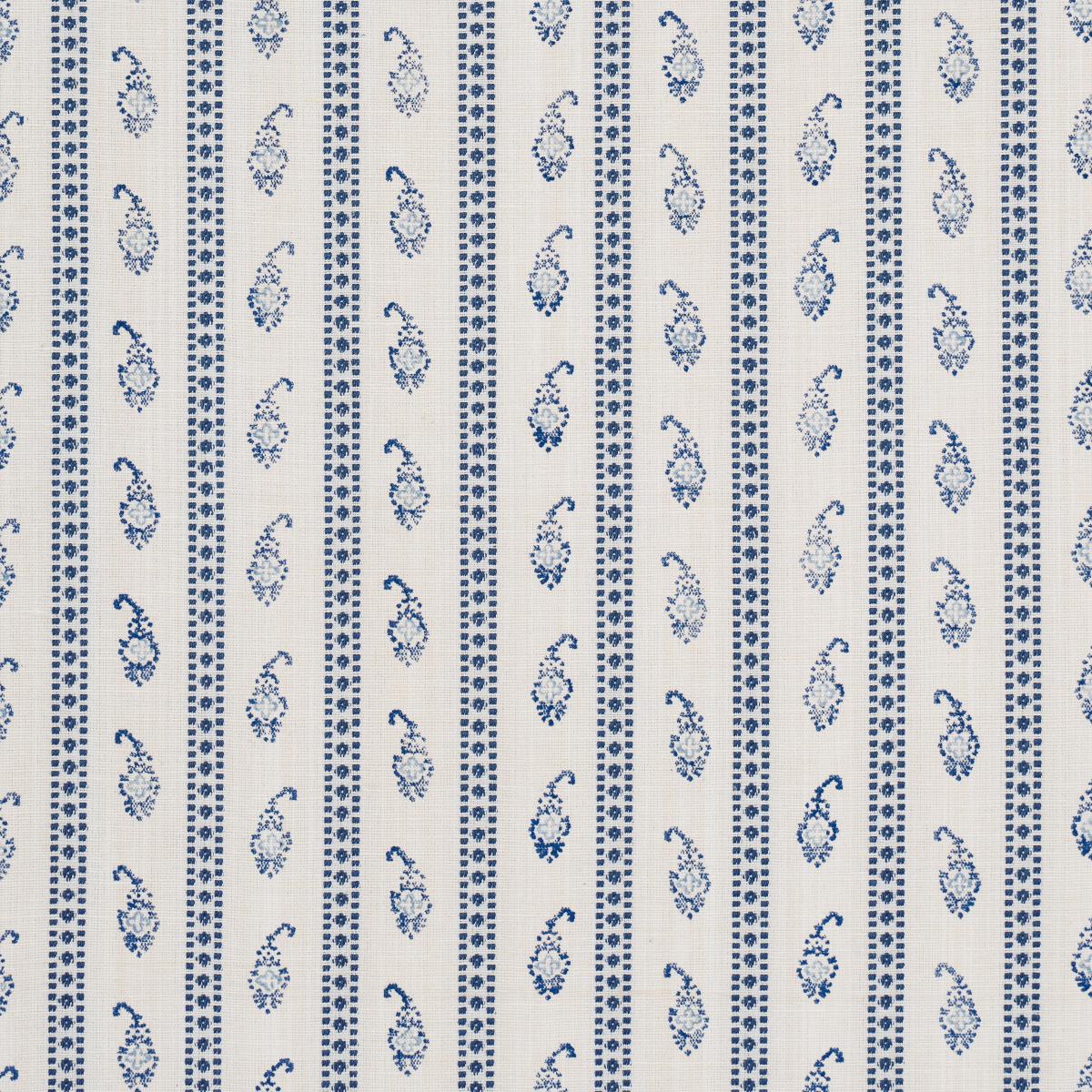 SCHUMACHER EDDIE WOVEN HAND BLOCK PRINT BLUE FABRIC | Atlanta Fabrics