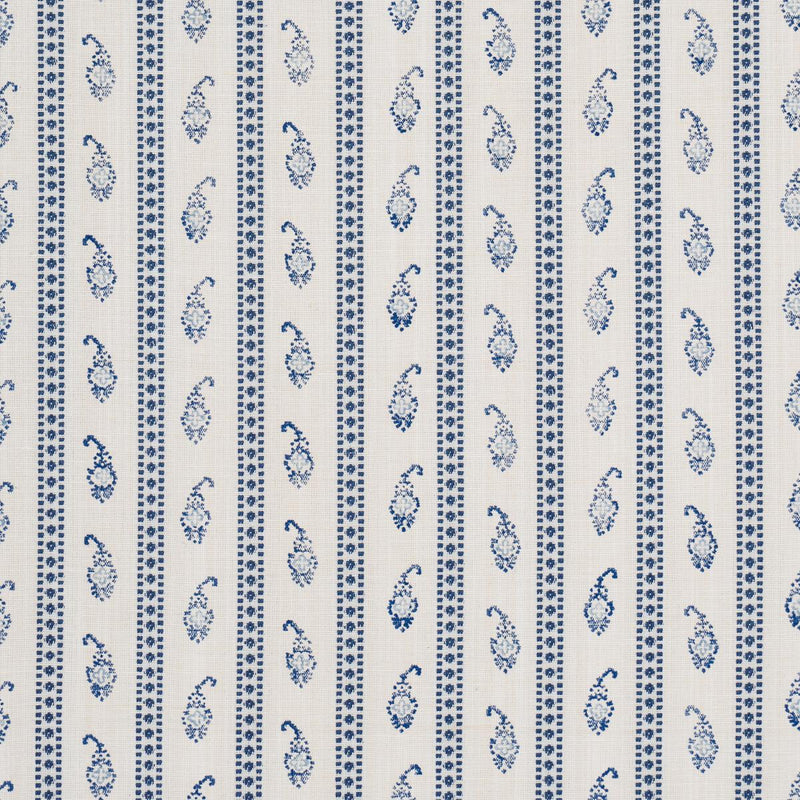 SCHUMACHER EDDIE WOVEN HAND BLOCK PRINT BLUE FABRIC | Atlanta Fabrics
