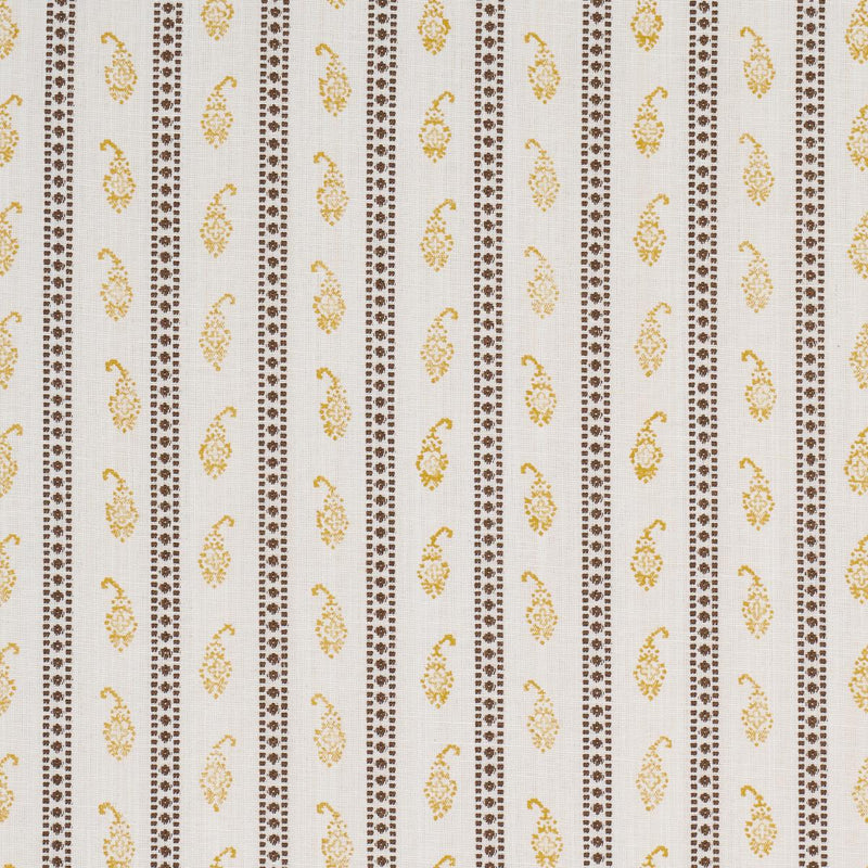 SCHUMACHER EDDIE WOVEN HAND BLOCK PRINT YELLOW FABRIC | Atlanta Fabrics