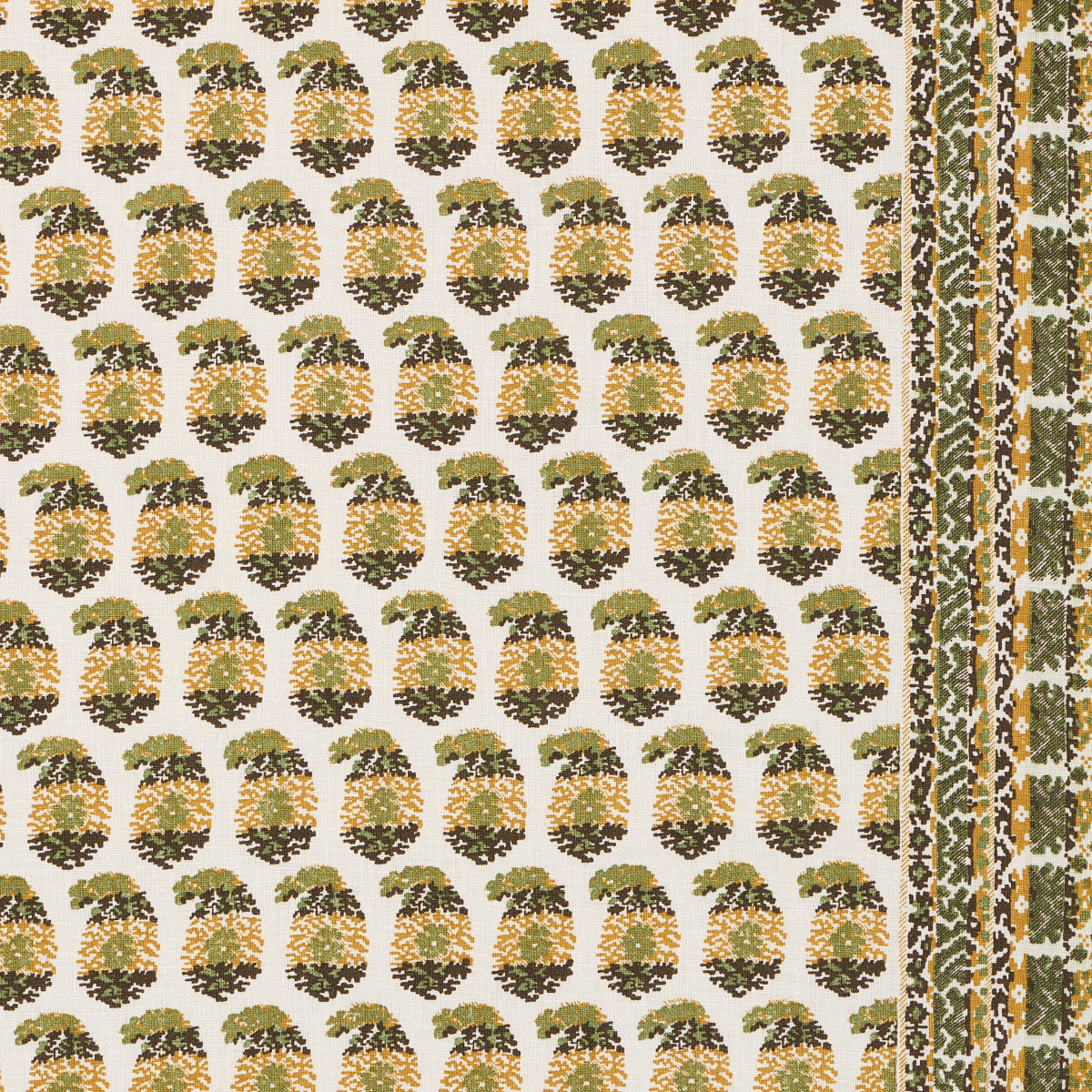 Schumacher TERRY OCHRE & GREEN Fabric | Atlanta Fabrics