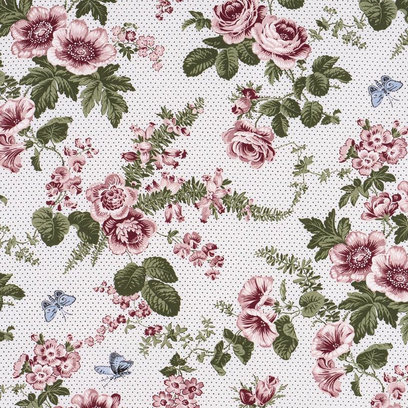 SCHUMACHER SIBYL CHINTZ ROSE FABRIC | Atlanta Fabrics