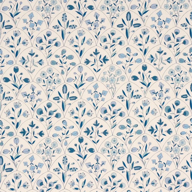 Schumacher FRANCES FLORAL INDOOR/OUTDOOR BLUES Fabric | Atlanta Fabrics