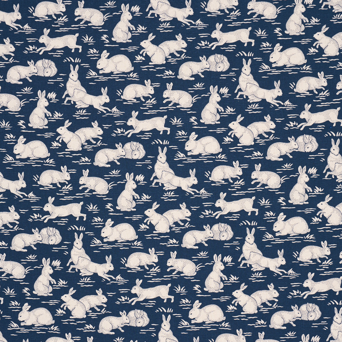Schumacher COTTONTAILS INDIGO Fabric | Atlanta Fabrics