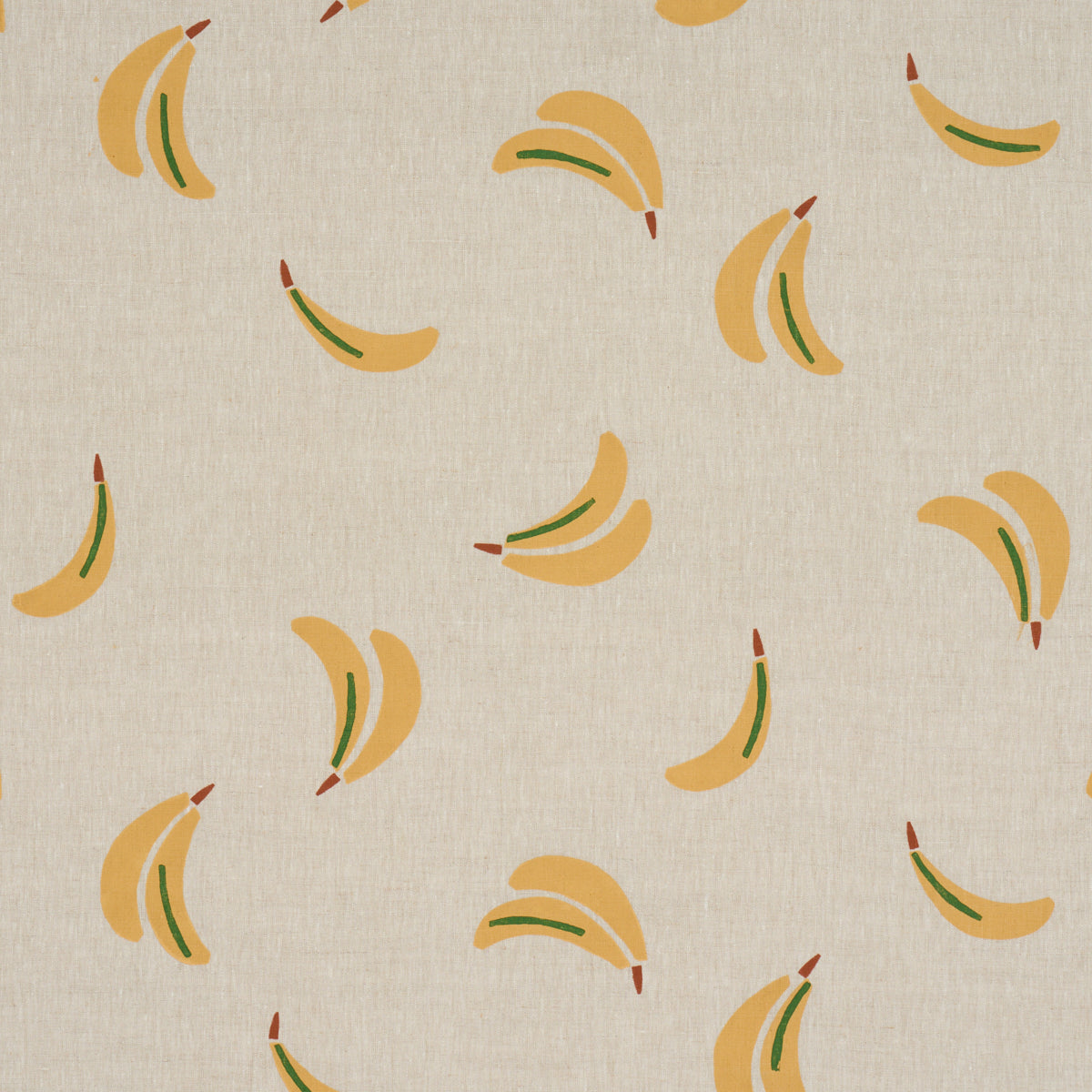BANANA STAND HAND BLOCK PRINT OCHRE AND GREEN ON NATURAL