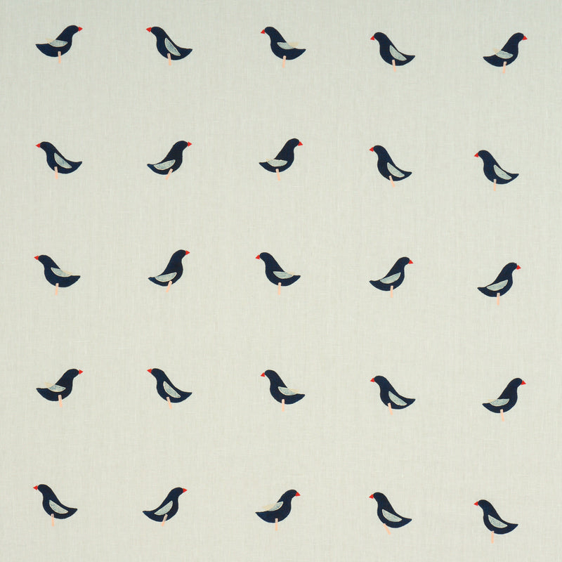 Schumacher BIRDS HAND BLOCK PRINT BLACK ON NATURAL Fabric | Atlanta Fabrics