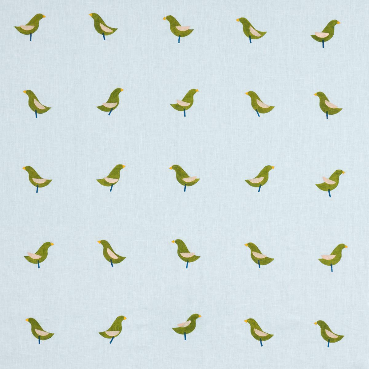BIRDS HAND BLOCK PRINT GREEN ON SKY