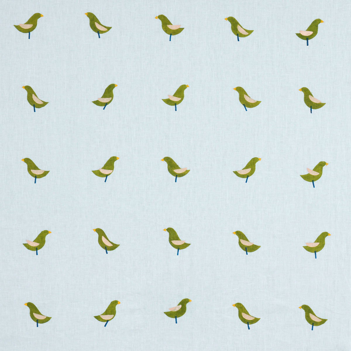 BIRDS HAND BLOCK PRINT GREEN ON SKY