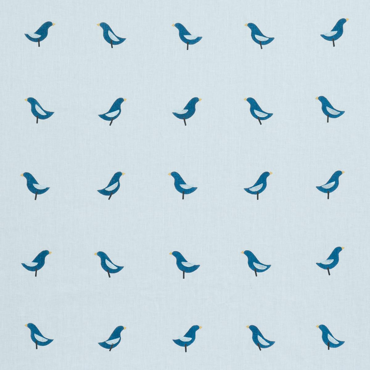 BIRDS HAND BLOCK PRINT NAVY ON SKY