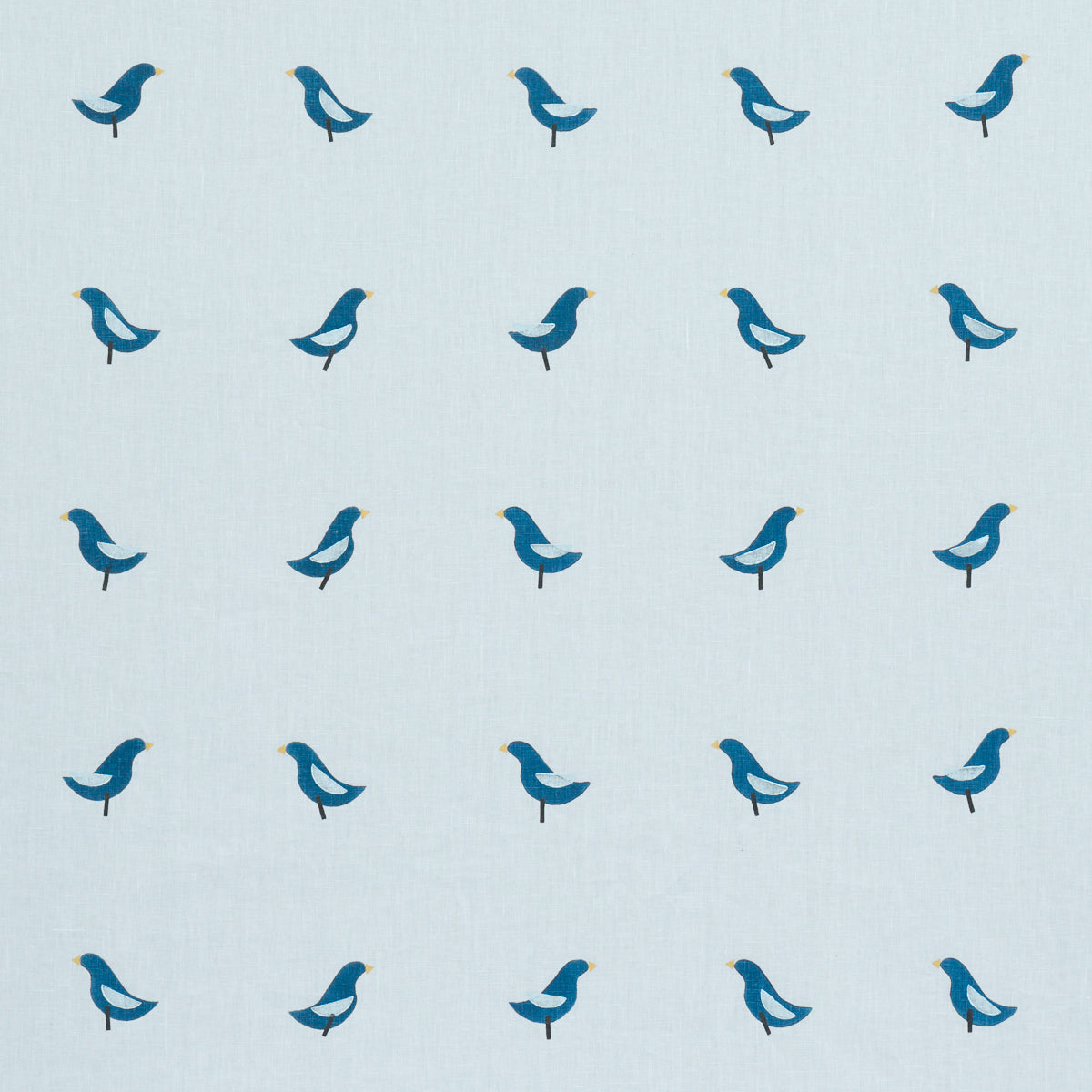 BIRDS HAND BLOCK PRINT NAVY ON SKY