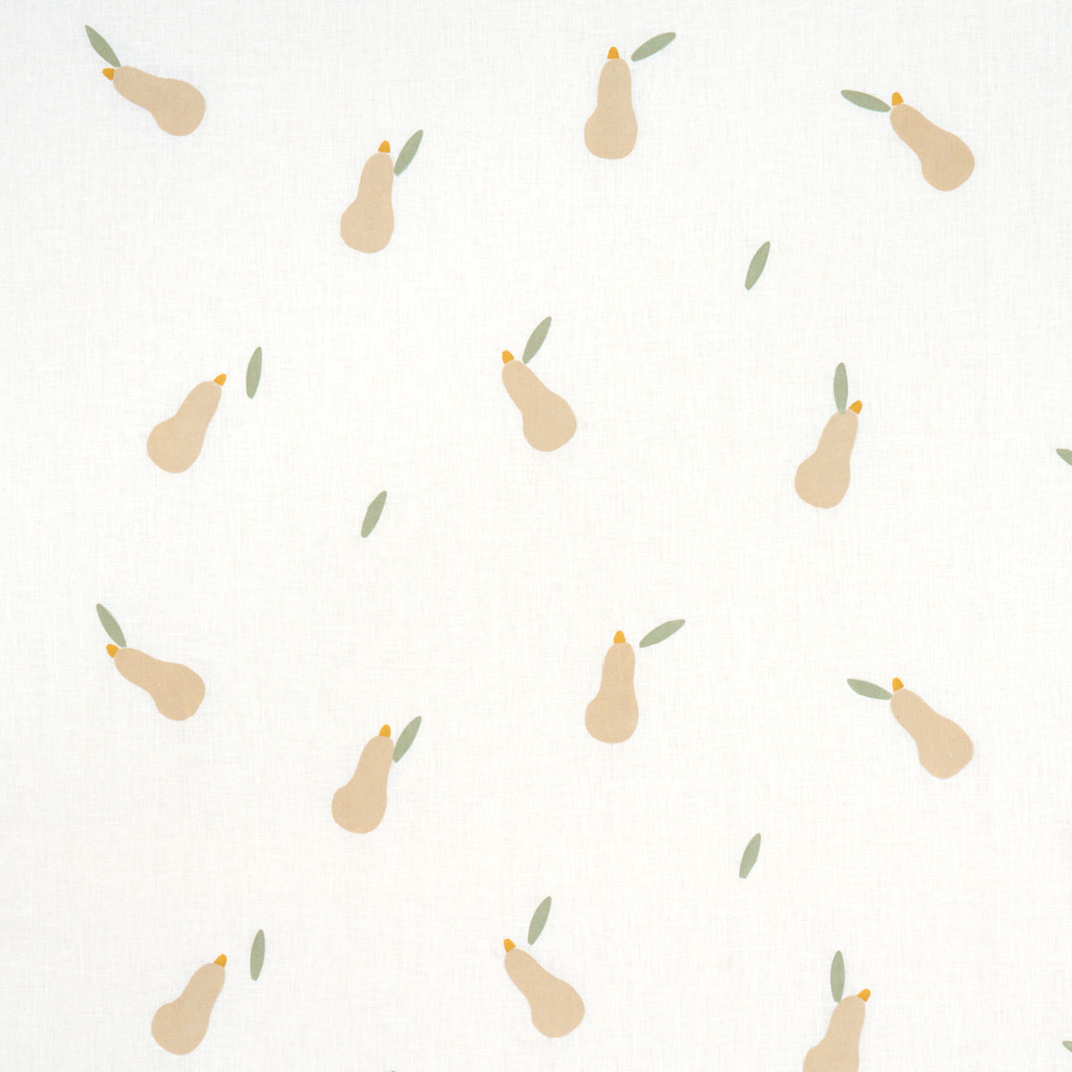 PEARS HAND BLOCK PRINT BUFF AND SAGE ON WHITE